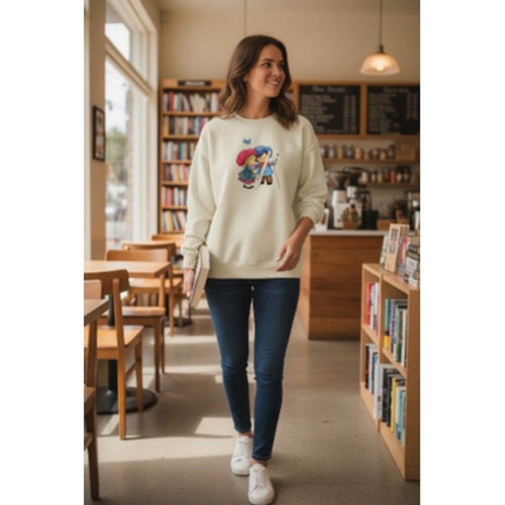 Vintage Artisans Sweatshirt Womens 2XL Cream Kids Painter Graphic Made USA 90s